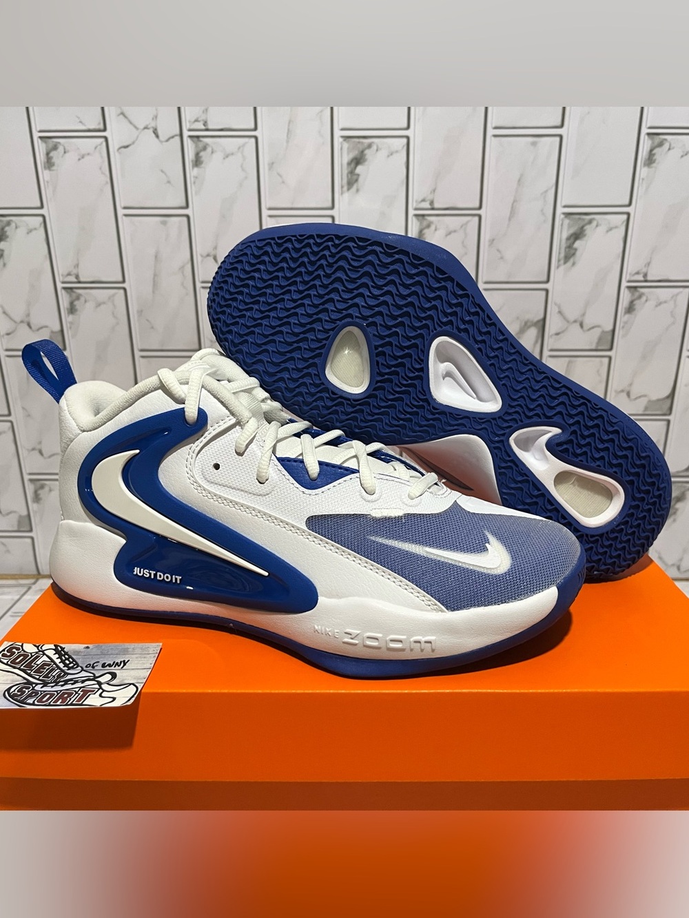 New Nike Zoom Hyperset 2 Volleyball Shoes White Royal Blue Gym Training Womens 9 - Picture 4 of 12